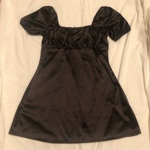 H&M Divided Brown Satin Ruched Dress Size Large y2k 90s